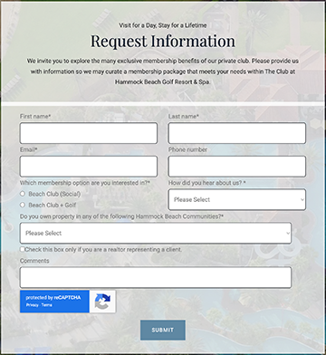 Hammock Beach Information Request Form